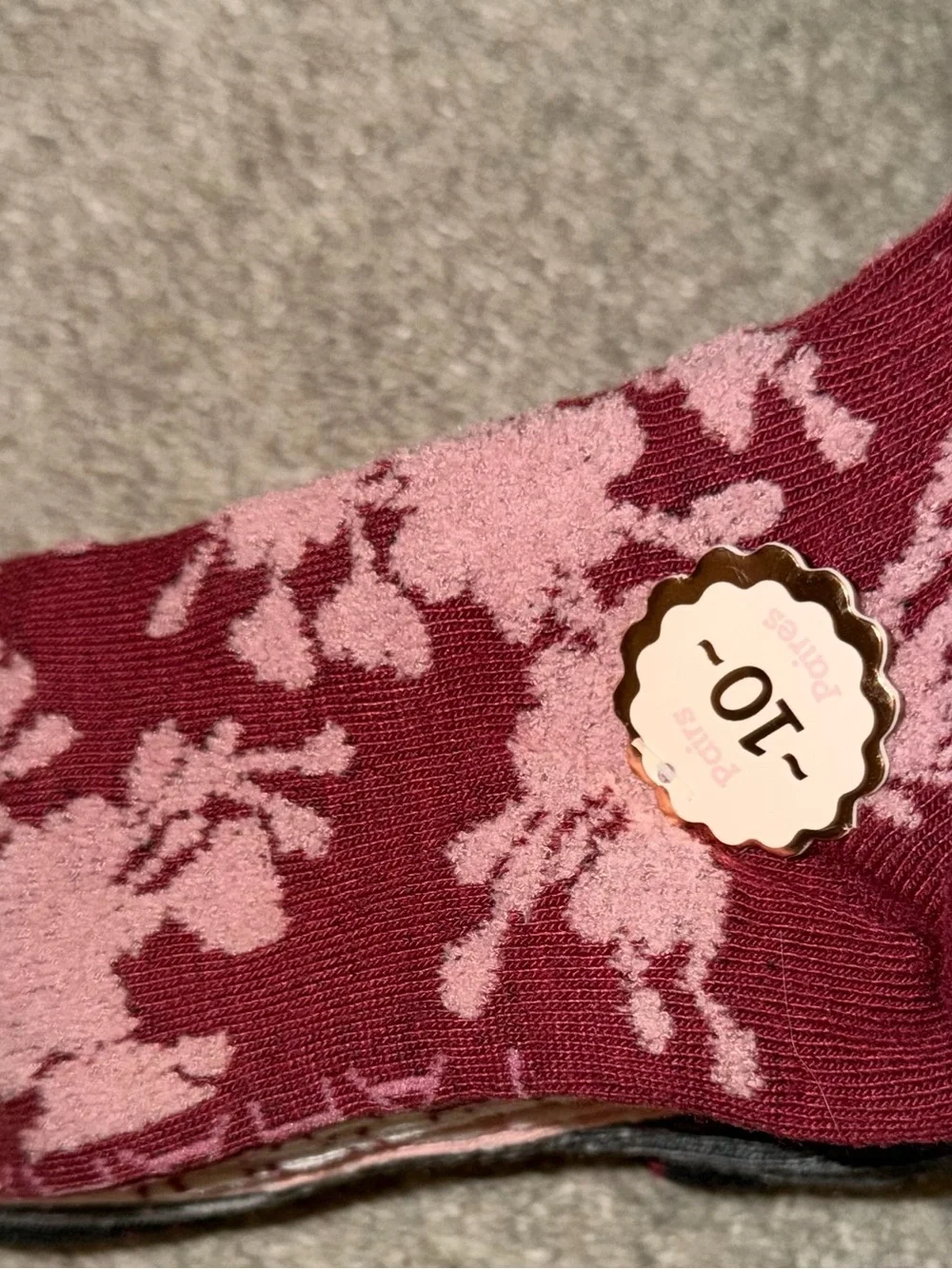 Tahari Girls Quarter Floral Socks in Burgundy and Dusty Pink :10 pairs Kids✏️📚